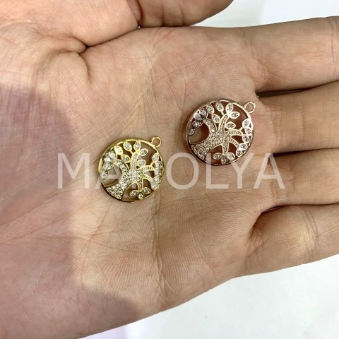 2,1cm. ZİRKON İŞLEMELİ HAYAT AĞAÇLARI