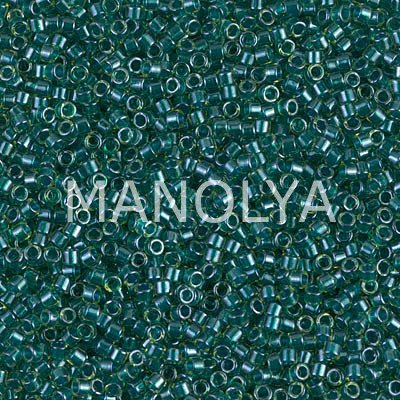 DB919-DELICA BD SPARKLING DK TEAL LINED CHARTREUSE