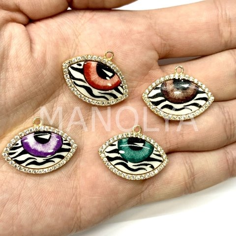 2,5cm. ZEBRA ZİRKON PORSELEN GÖZ KOLYE