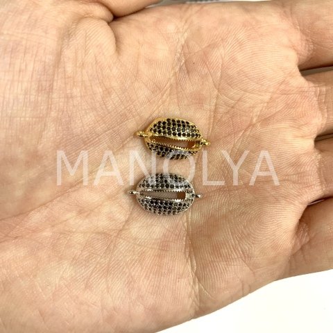 2cm. SİYAH ZİRKON KAPLI DENİZ KABUĞU