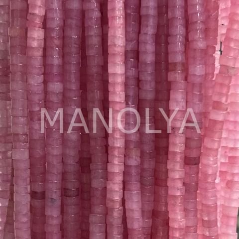 4x2 mm ŞEFFAF PEMBE SİLİNDİR VARİSİT