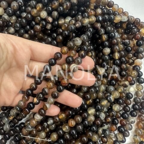 8mm. KAHVERENGİ AKİK DOĞALTAŞ