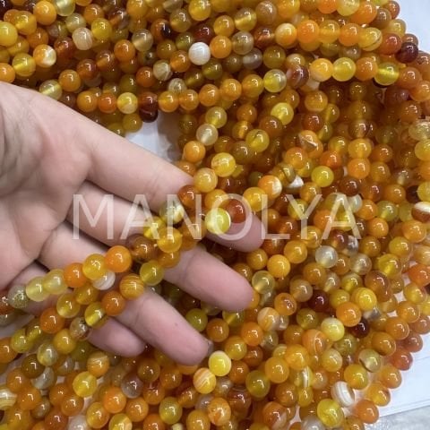 8mm. TURUNCU&AMBER AKİK DOĞALTAŞ