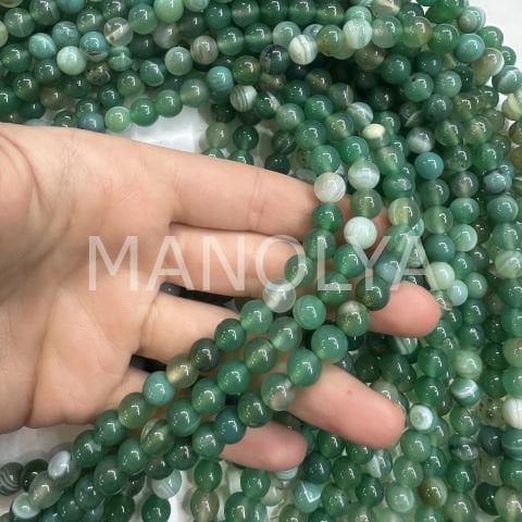 8mm. YEŞİL MADAGASKAR AKİK DOĞALTAŞ