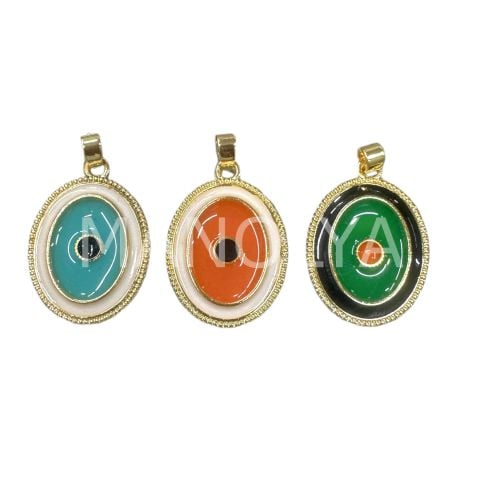 3.3cm MİNELİ OVAL KOLYE UCU