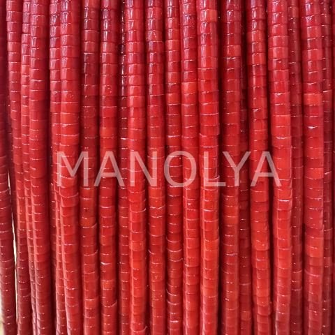 4x2 mm. KIRMIZI SİLİNDİR MERCAN