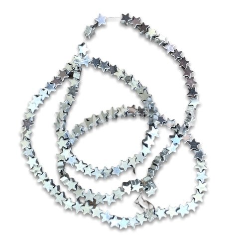 4mm. GÜMÜŞ YILDIZ HEMATİT DİZİ
