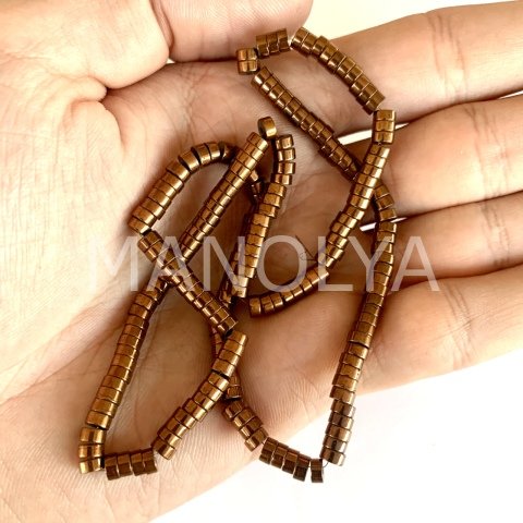 4x2mm BRONZE DAİRE HEMATİT DİZİ