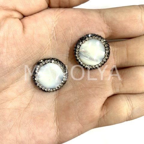 2cm. KRİSTAL KAPLAMALI SEDEF BONCUK