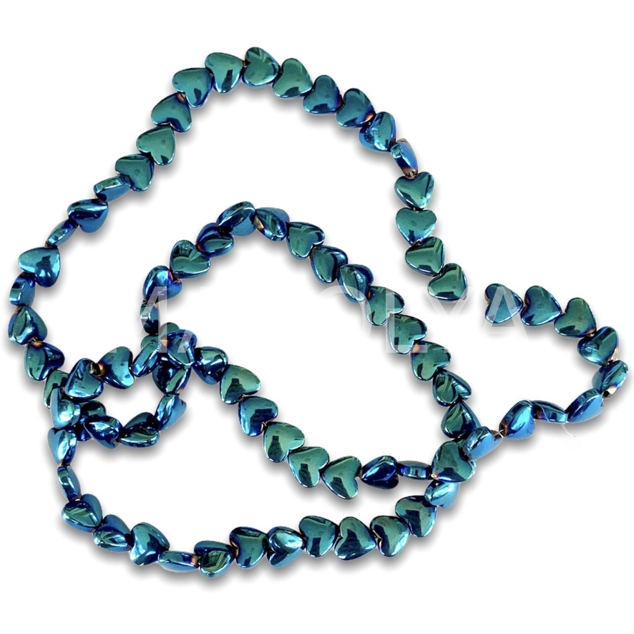 6mm. MAVİ OVAL KALP HEMATİT DİZİ