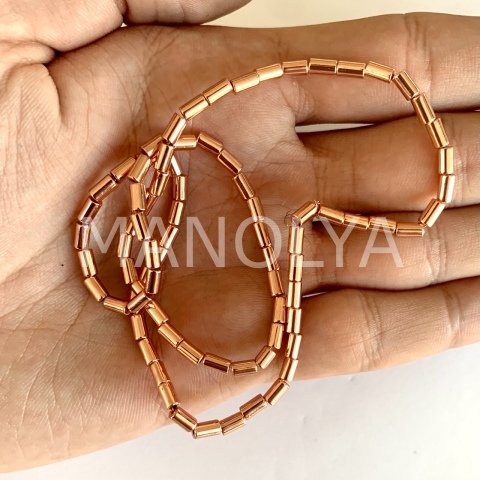 3x5mm. ROSE SİLİNDİR HEMATİT DİZİ