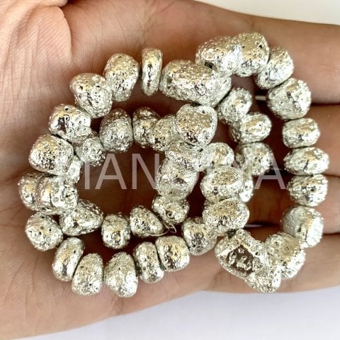 8mm. GÜMÜŞ LAV HEMATİT DİZİ