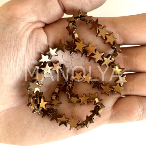 8,5mm. BRONZ YILDIZ HEMATİT DİZİ