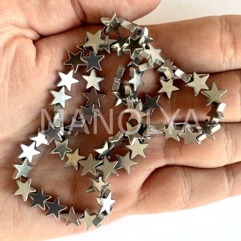 8,5mm. GÜMÜŞ YILDIZ HEMATİT DİZİ