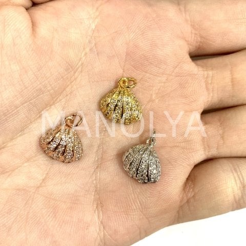 1,3cm. ZİRKONLU DENİZ KABUĞU KOLYE UCU