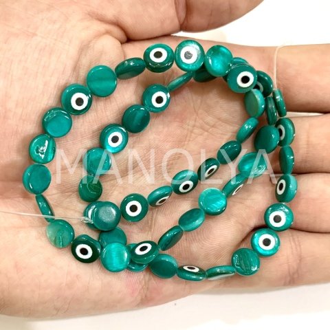 8mm. KOYU YEŞİL NAZAR SEDEF DİZİ