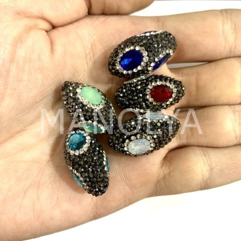 2,7cm. MAVİ ZİRKON KAPLAMALI BONCUK