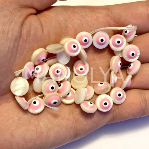 1cm. PEMBE MİNELİ SEDEF DİZİ