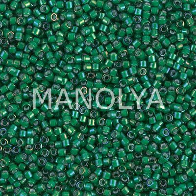 DB1788-MIYUKI DELICA 11/0 WHITE LINED EMERALD