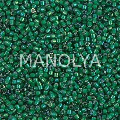 DB1788-MIYUKI DELICA 11/0 WHITE LINED EMERALD