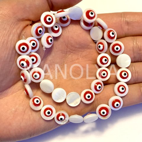 1cm. KIRMIZI MİNELİ SEDEF DİZİ