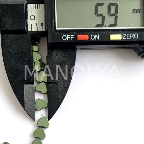 6mm. YEŞİL KALP HEMATİT DİZİ