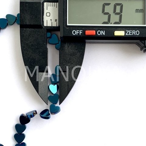 6mm. MAVİ KALP HEMATİT DİZİ