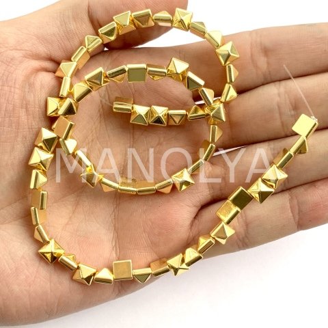6mm. GOLD PİRAMİD HEMATİT DİZİ