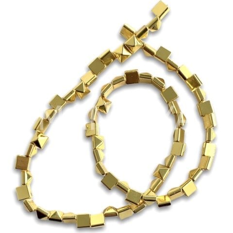 6mm. GOLD PİRAMİD HEMATİT DİZİ