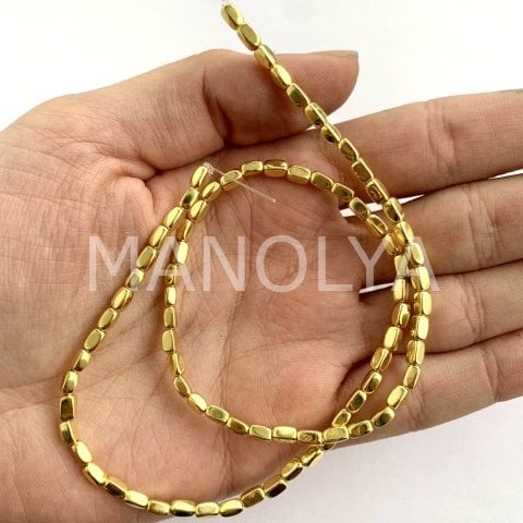3x5mm. GOLD ARPA HEMATİT DİZİ