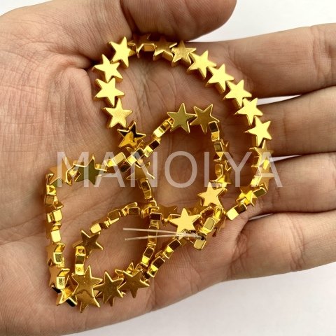 8,5mm. GOLD YILDIZ HEMATİT DİZİ