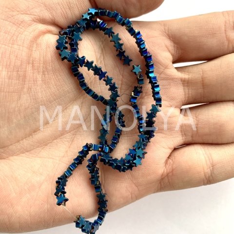 4mm. MAVİ YILDIZ HEMATİT DİZİ