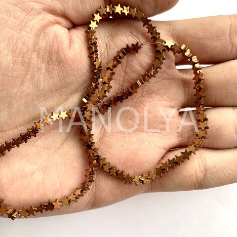 4mm. BRONZ YILDIZ HEMATİT DİZİ