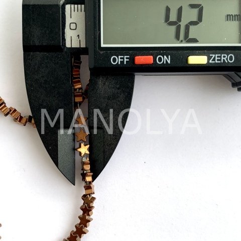4mm. BRONZ YILDIZ HEMATİT DİZİ