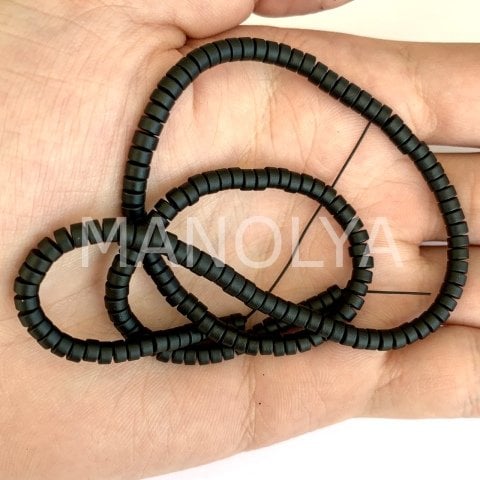 4mm. MAT SİYAH HEMATİT DİZİ