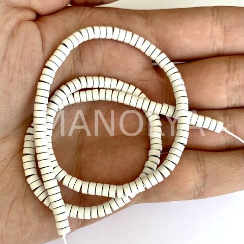 4mm. MAT BEYAZ HEMATİT DİZİ