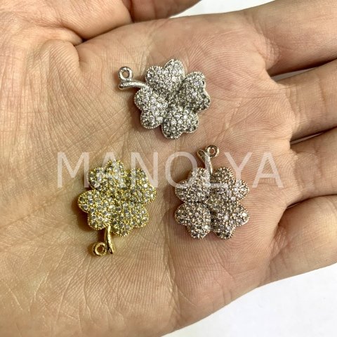 2cm. ZİRKONLU SAPLI DÖRT YAPRAKLI YONCA