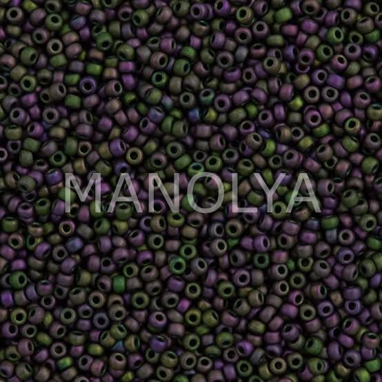 11-92062 MIYUKI SEEDBEADS OPAQUE MATTE OLIVE PURPLE IRIS