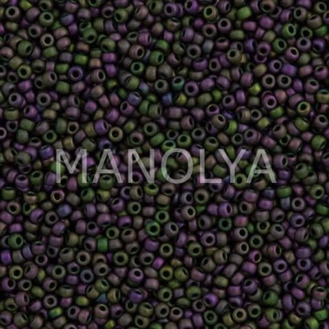 11-92062 MIYUKI SEEDBEADS OPAQUE MATTE OLIVE PURPLE IRIS
