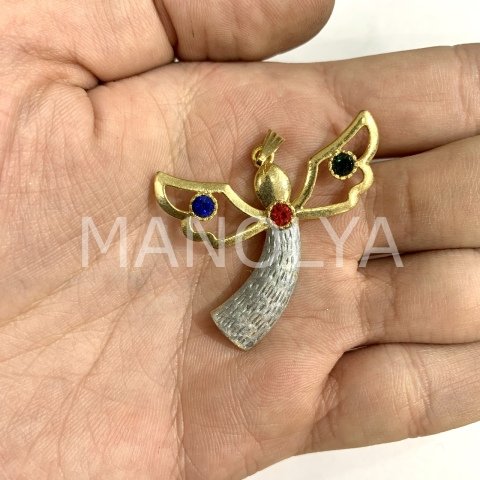 3,4cm. ANTİK TAŞLI MELEK KOLYE UCU