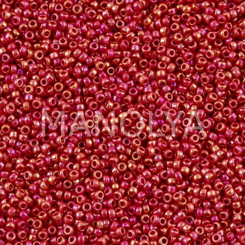 15-9476 MIYUKI SEEDBEADS OPAQUE RED RAINBOW AB