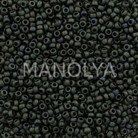 15-92066 MIYUKI SEEDBEADS MATTE METALLIC DARK GREEN IRIS