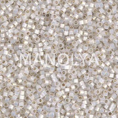 DB221-DELICA BEAD GILT LINED WHITE