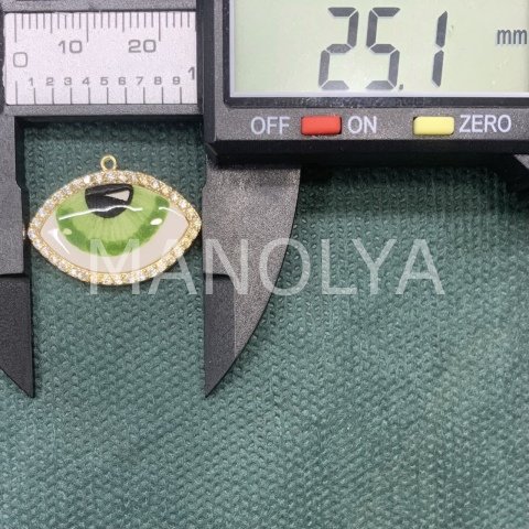 2,5cm. ZİRKON İKİ KULP PORSELEN GÖZ KOLYE  UCU