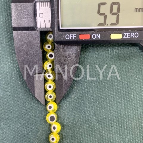 6mm. SARI YASSI NAZAR BONCUK