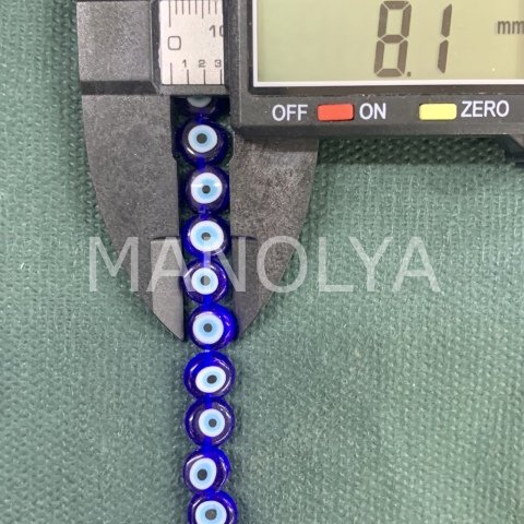 8mm. LACİVERT YASSI NAZAR BONCUK