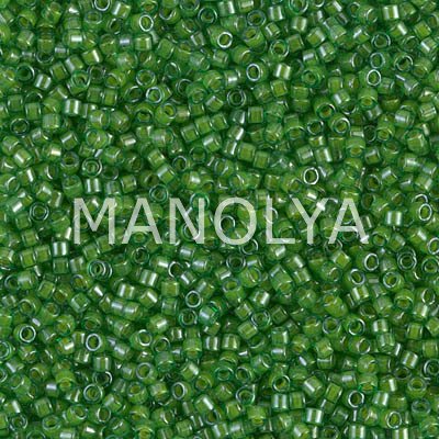 DB274-DELICA BD LINED PEA GREEN LUSTER