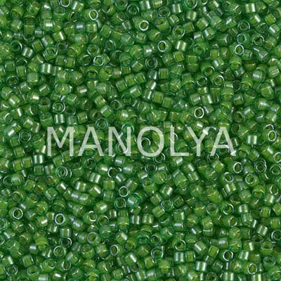 DB274-DELICA BD LINED PEA GREEN LUSTER