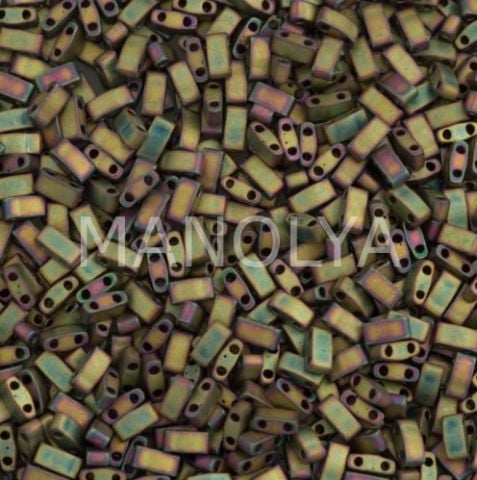 HTL2035 Miyuki Half Tila Matte Metallic Khaki Irıs (Yarım Tila 2035)