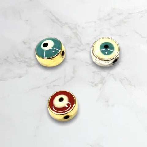 7mm. ORTA BOY RENKLİ YASSI DAİRE NAZAR BONCUĞU